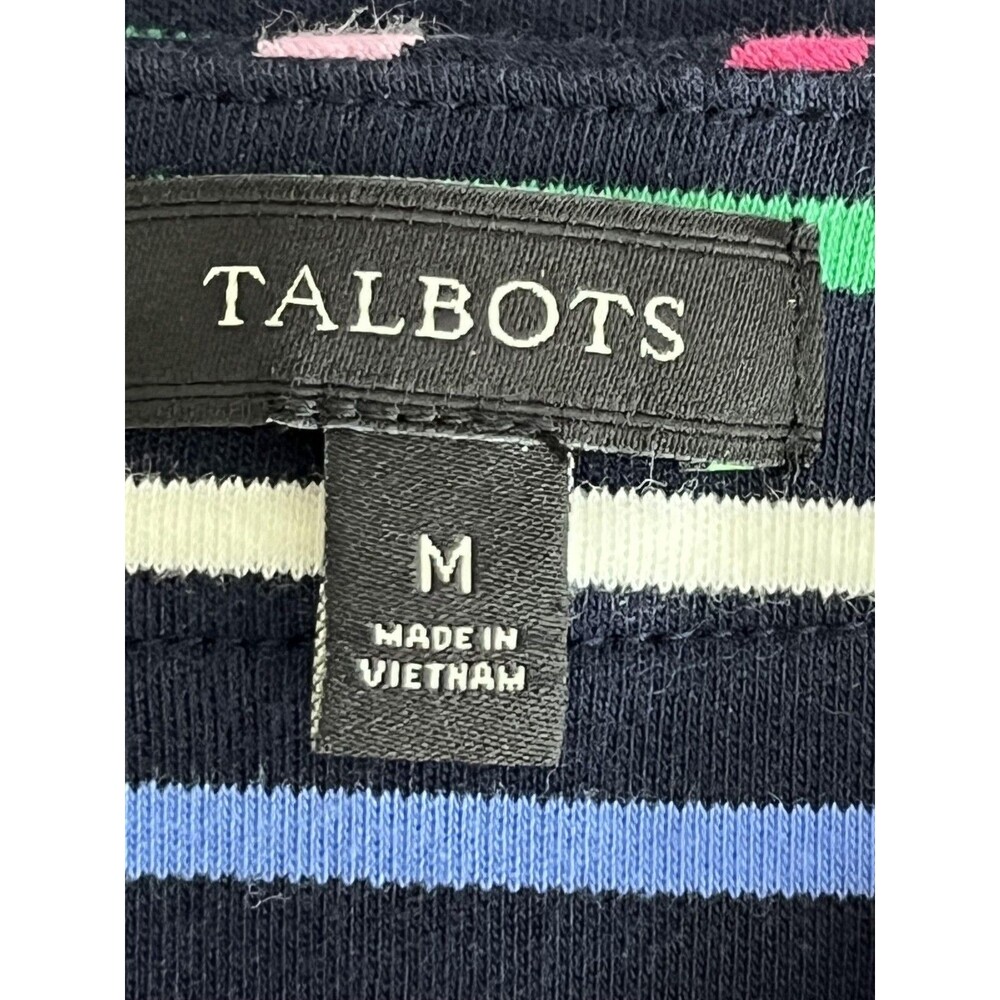 Talbots Shift Dress Women's M Multicolor Stripe Knit Short Sleeve Keyhole Neck - Picture 6 of 7